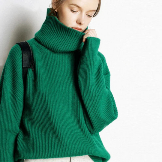 EB | Pullover - Damen Herbst Oversized Polokragen Pullover