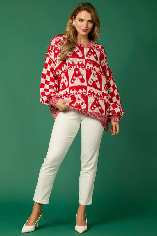 EB | Zuckerstangen-Weihnachtsnadeln & Lebkuchenmann Strickpullover