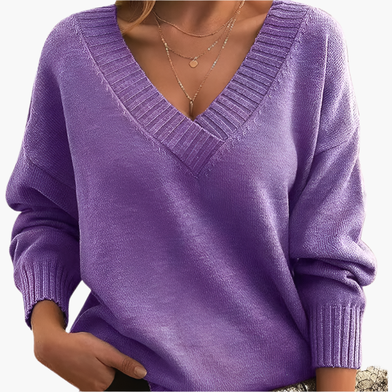 EB | V-Neck Pullover - Elegante Strickpullover Im Oversize-Stil für Alltag & Büro