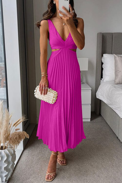 EB | Damen Plissee Satin Kleid