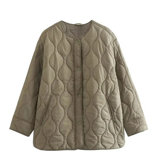 EB | Bequemes Rundhals gepolstertes Jacket mit Knöpfen Ideal für Herbst/Winter