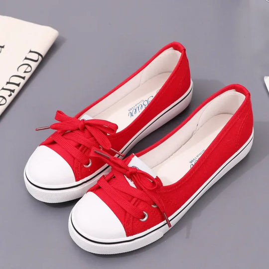 EB | Rote Farbe Schleife Schnürsenkel Canvas Schuhe