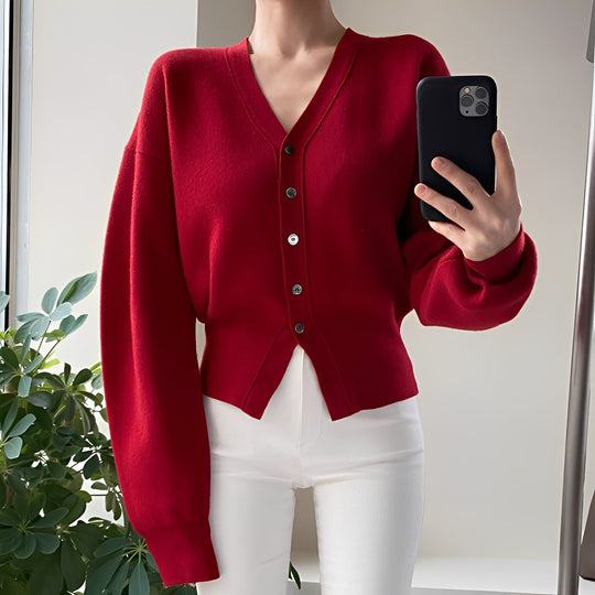 EB | Klassische, locker gestrickte Strickjacke für Frauen
