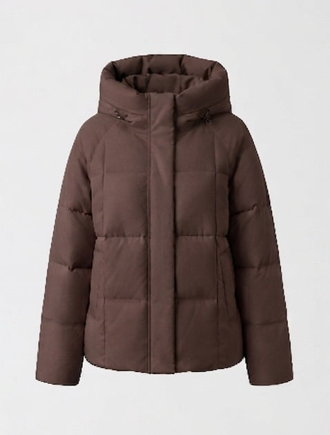 Damen nan kurzer gesteppter Kapuzenparka mit leichter Thermofüllung, Quadratsteppung und verstellbarem Kordelzugsaum EB
