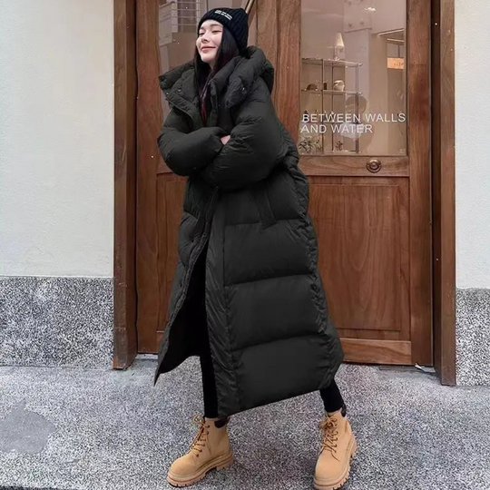 EB | Lange Winter Puffer Daunen Jacke - Kapuze