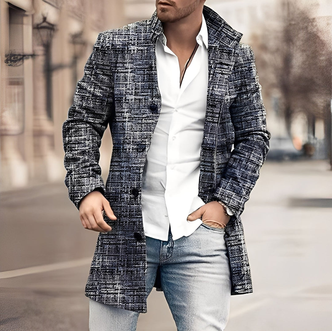 EB | Lässiger Langer Tweed-Mantel für Herren
