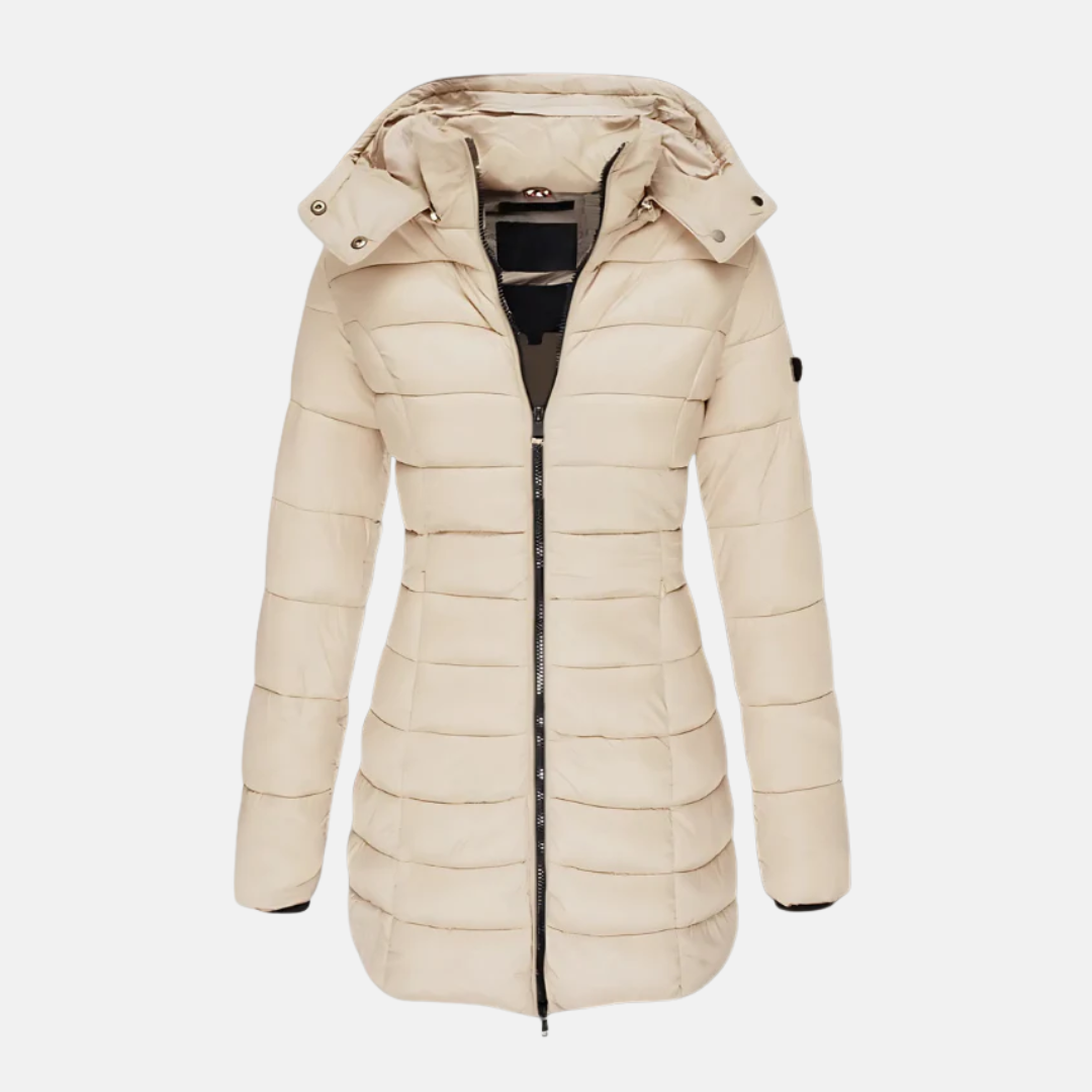 EB | Pufferjacke Slim Fit Mittellang mit Kapuze Gerippte Bündchen