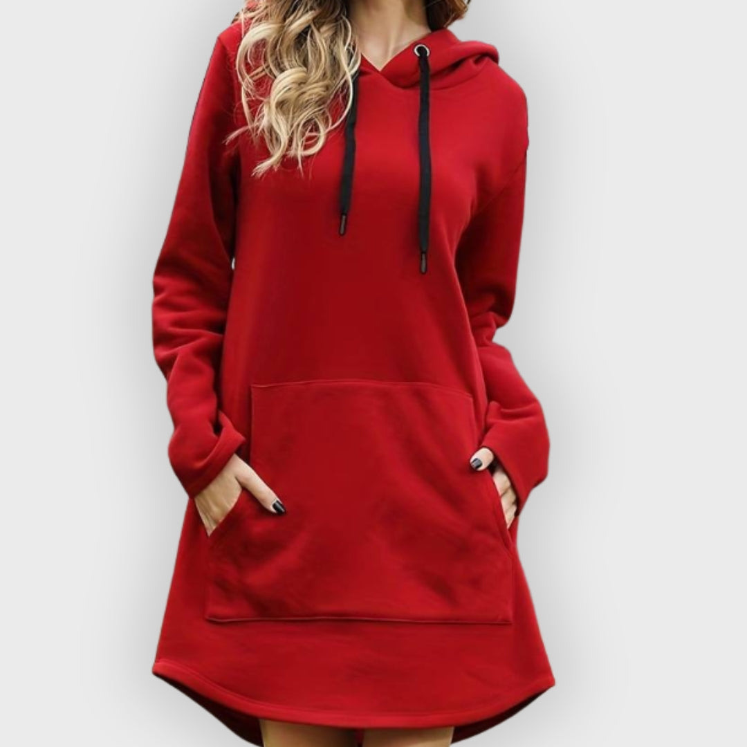 EB | Kapuzenpullover Kleid mit Kapuze und Kängurutasche