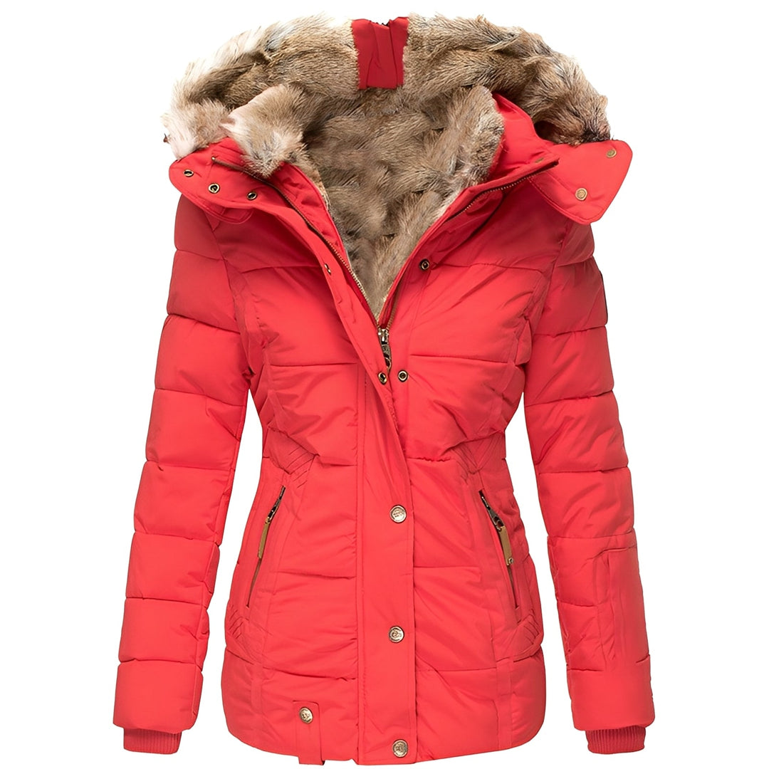 EB | Stylische, taillierte Jacke mit Pelzkragen für Damen