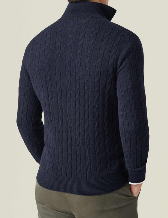 EB | Zopfstrickpullover mit Reißverschluss - Eleganter Business & Freizeitpullover