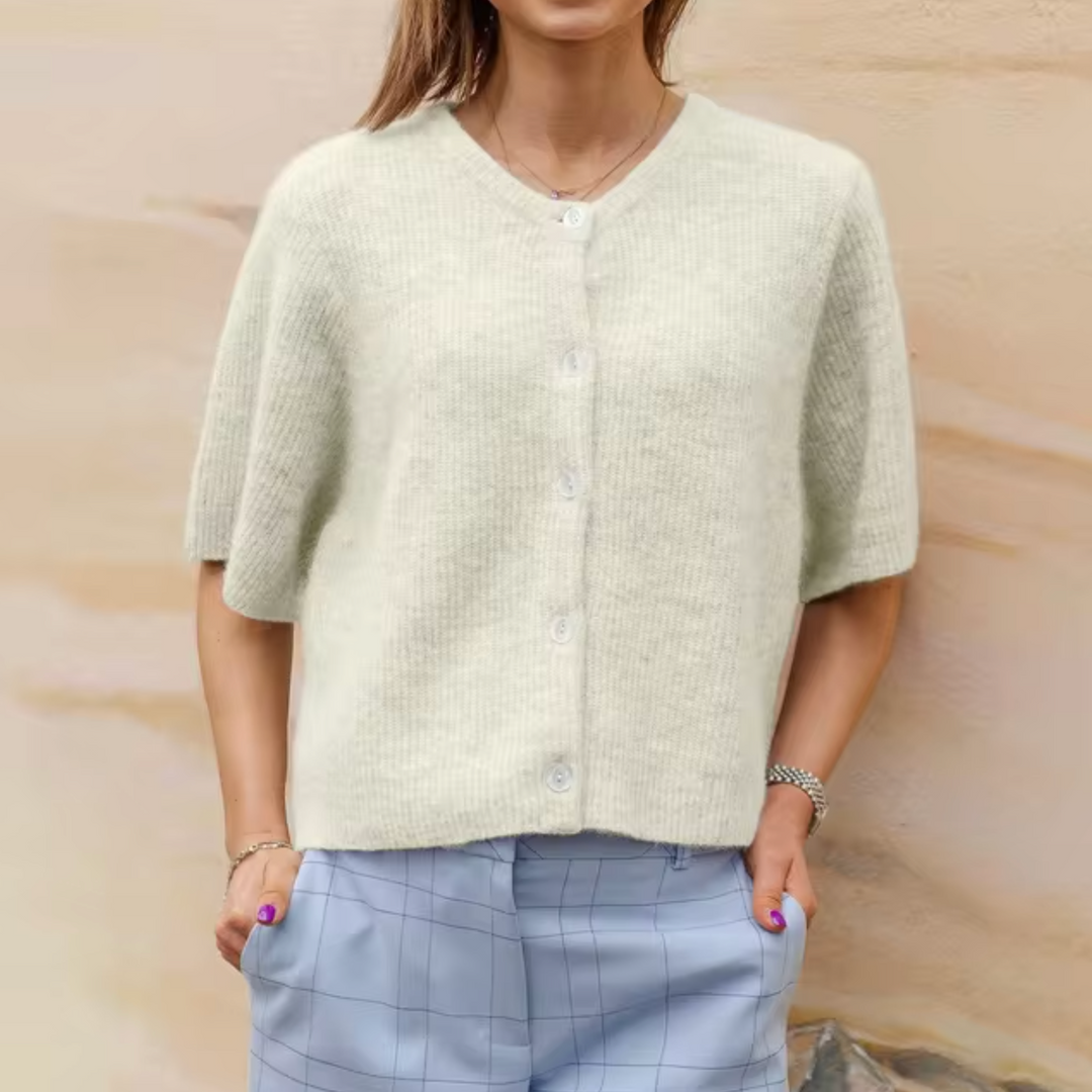 EB | Kurze Strick-Cardigan mit Knöpfen für Damen