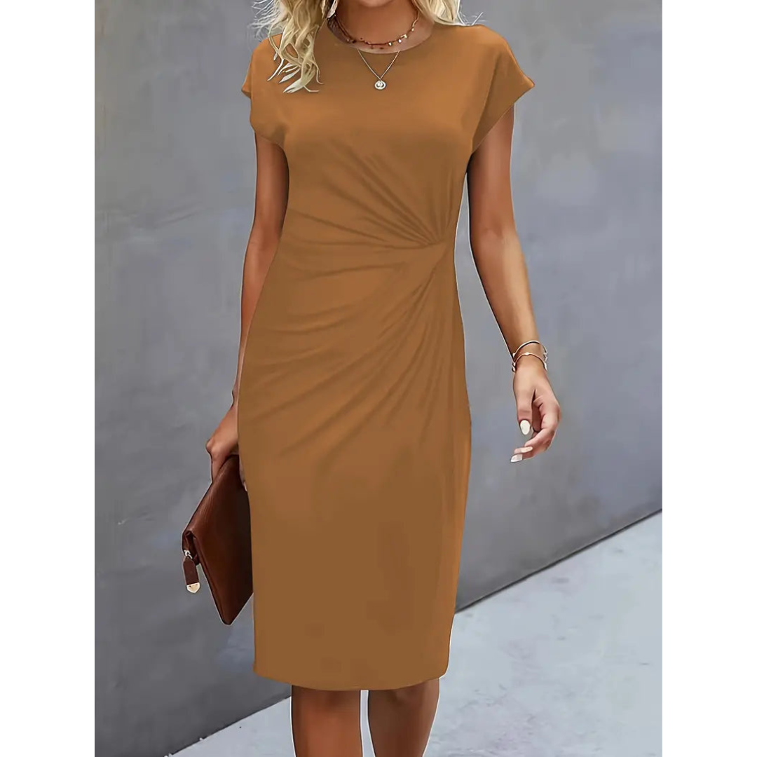 EB | Damen Taillenakzent Stil Kleid Kurzärmlich