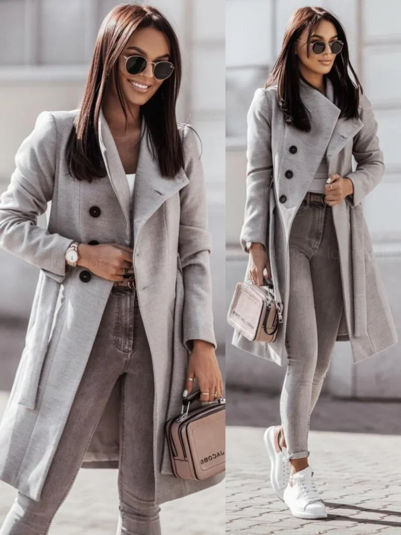 EB | Klassischer Damen Trenchcoat Mit Doppelter Schleifenverschluss