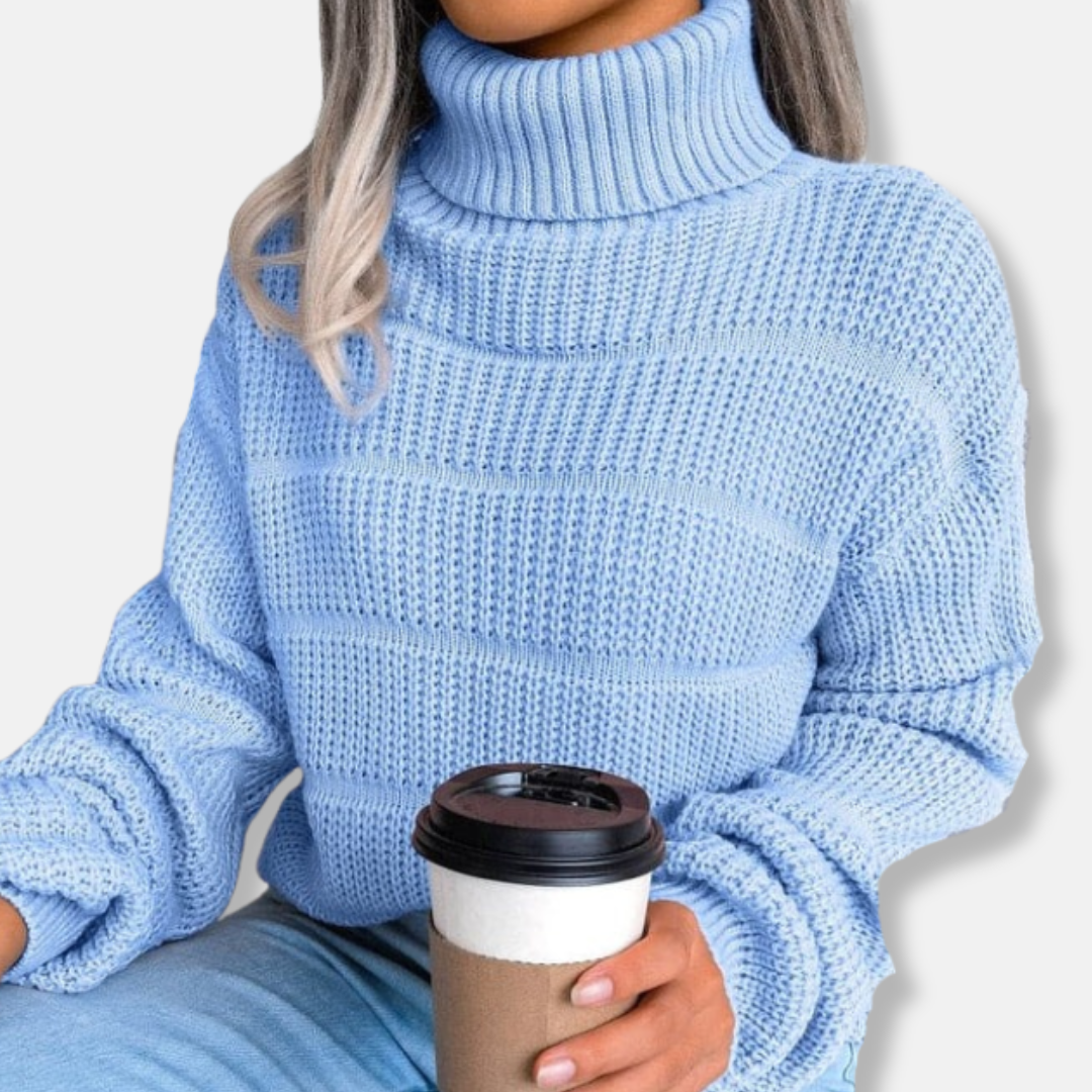 EB | Rollkragenpullover Weiches Strickmaterial Gerippte Optik Lockere Passform Langärmlig