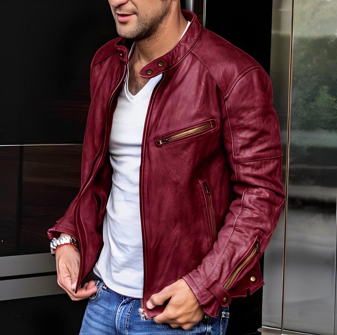 EB | Vielseitige Lederjacke mit Stehkragen für Herren