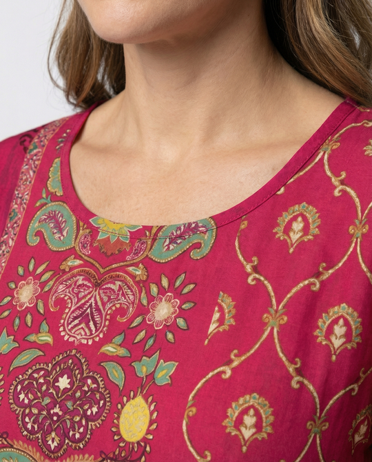Damen Boho-Kaftan-Kleid mit Fließendem Stoff & Beinschlitz | EB