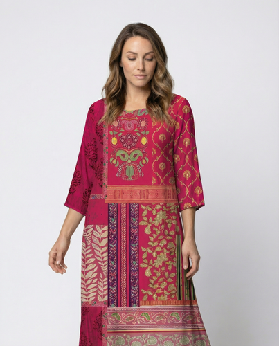 Damen Boho-Kaftan-Kleid mit Fließendem Stoff & Beinschlitz | EB