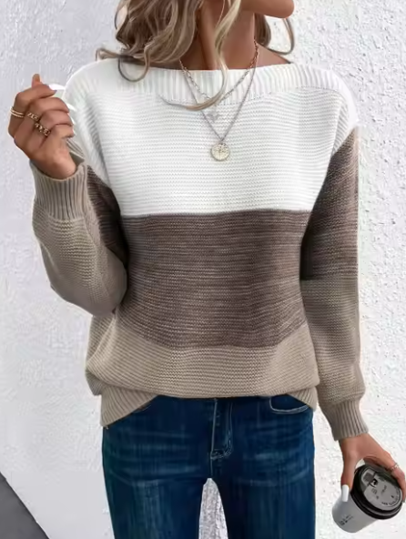 EB | Elegante Dreifarbige Patchwork-Pullover