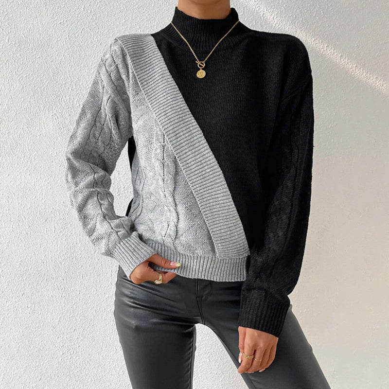 EB | Patchwork Strickpullover Mit Modernem Design