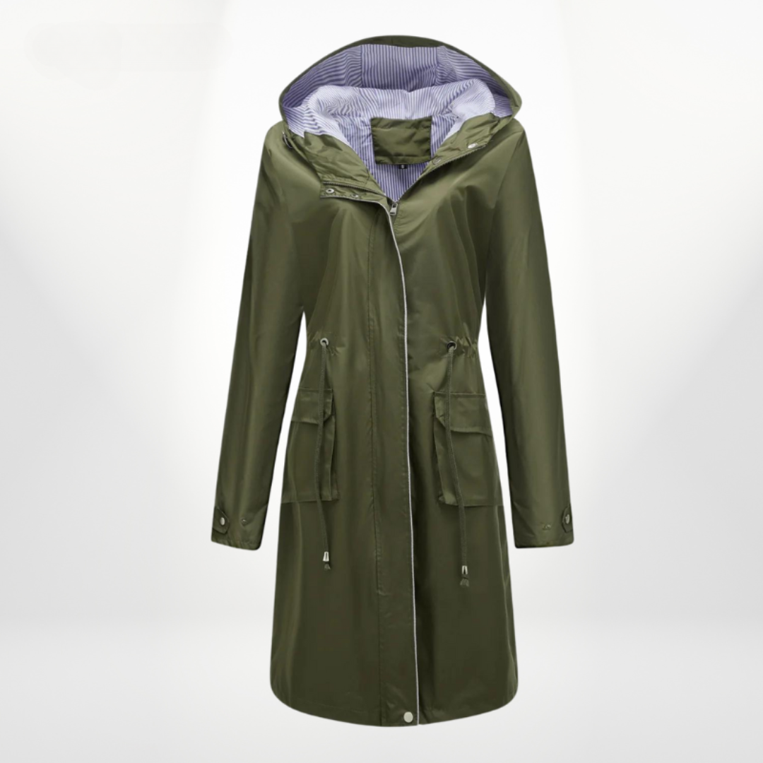 EB | Damen Trenchcoat mit Kapuze Wasserdicht