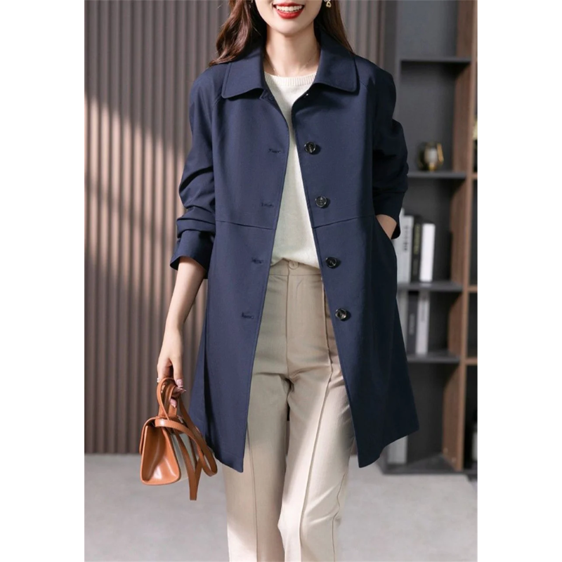 EB | Stylischer Einreihiger Kurzer Trenchcoat für Damen