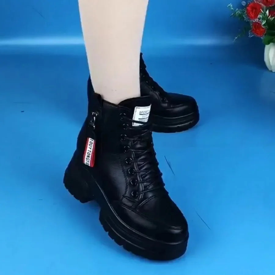 EB | Damen High Top Leder Martin Stiefel ( mit Futter Aus Fell )