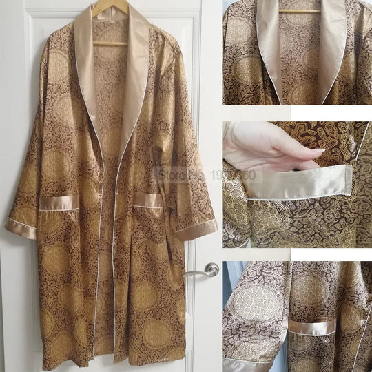 EB | Golddruck Luxus Satin Bademantel