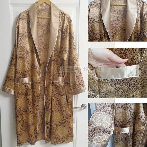 EB | Golddruck Luxus Satin Bademantel