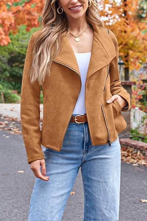EB | Up Pocketed Faux Suede Motorradjacke (in 7 Farben)