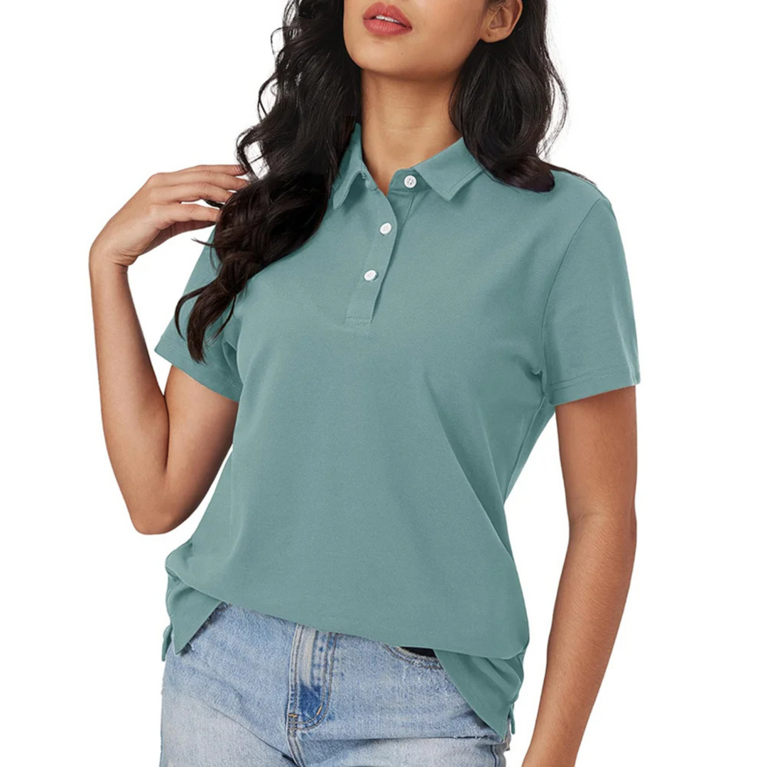 EB | Blaue Seide Atmungsaktiv Leichtgewicht Damen Polo