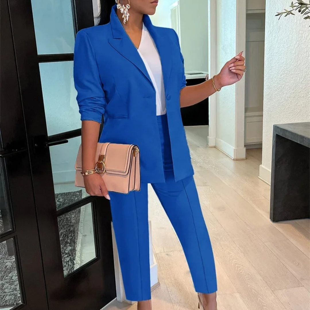EB - Schicke Herbst Bürostil Blazer und Hosen Set für Frauen