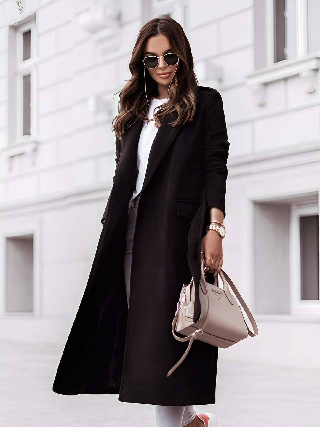 EB | Stylischer Wollmantel mit Taillengürtel für Frauen