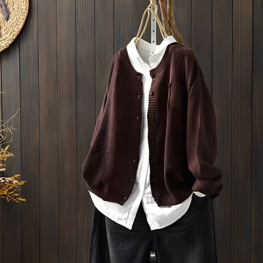 EB | Klassische, locker sitzende Strickjacke für Frauen