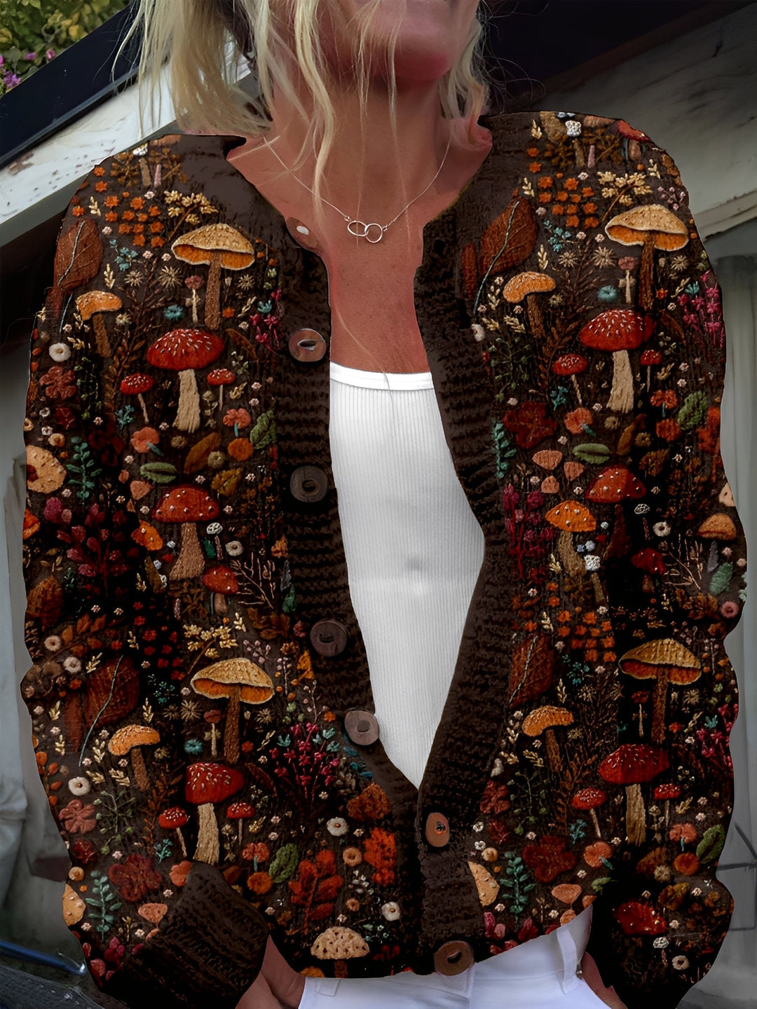 EB | Stilvolle Strickjacke mit Blumenmuster für Frauen