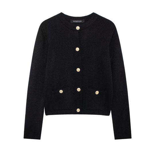 EB | Lässiger Cardigan mit goldenem Knopfverschluss für Damen
