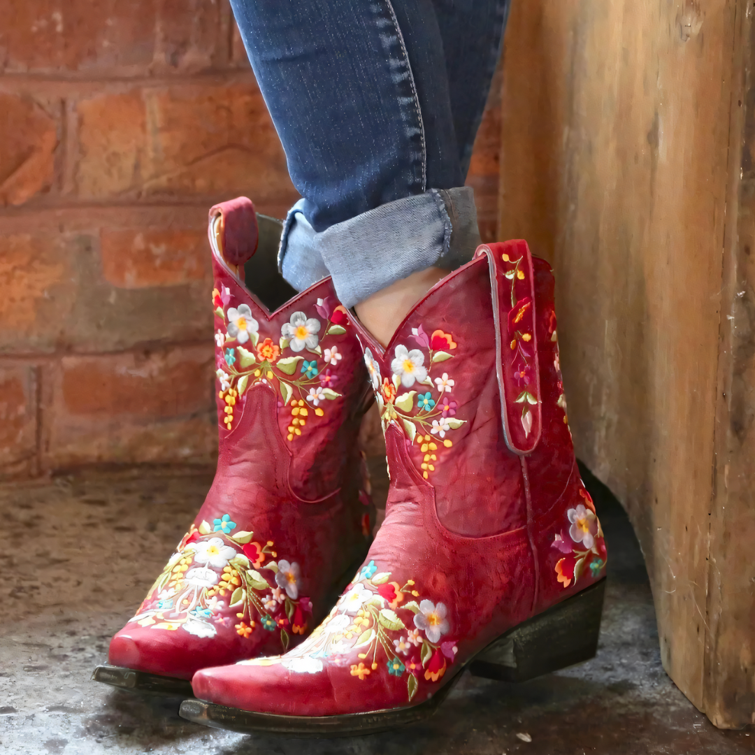 Damen Cowgirl Stiefel Vintage Stil Wasserabweisend EB