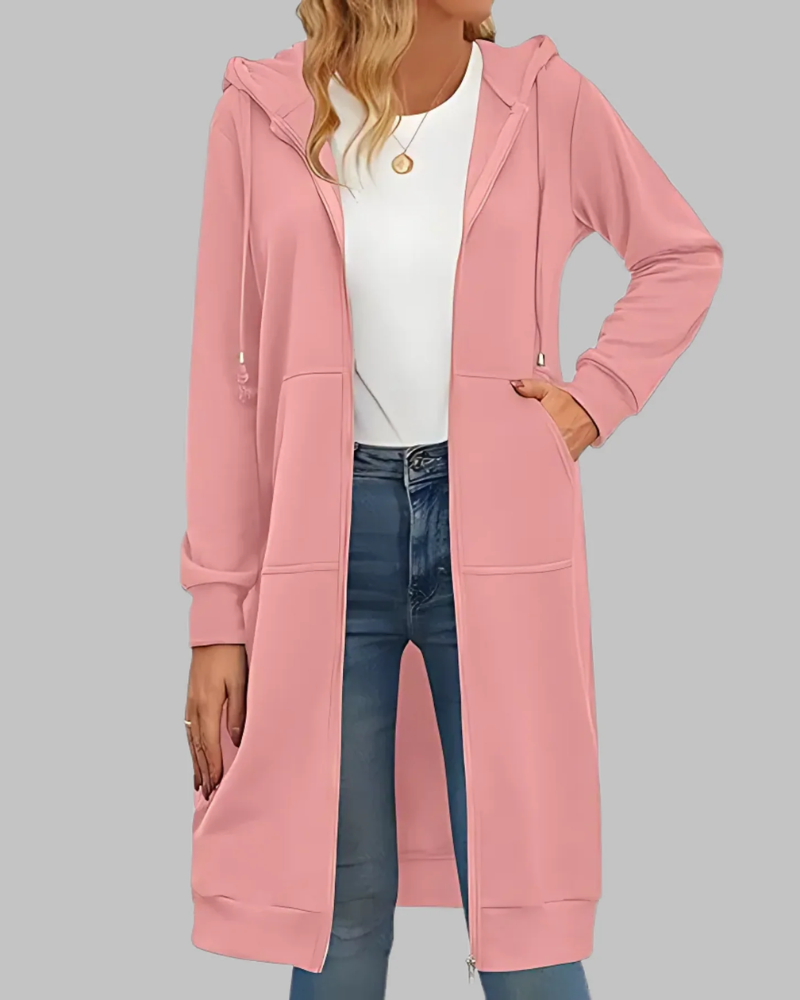 EB | Lässige Zip-Up Übergroße Lange Jacke