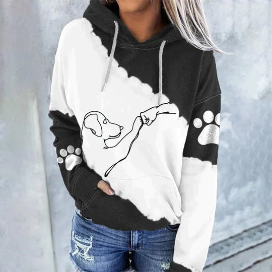 EB | Trendiger Lockerer Hoodie mit Hundeaufdruck