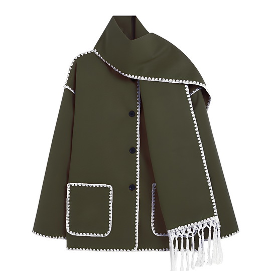 EB | Elegante, locker geschnittene Damen-Wolljacke mit Schal