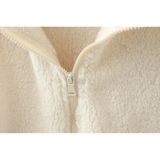 EB | Weiche Sherpa Zip Up Hohe Kragenjacke, Fleeceweste