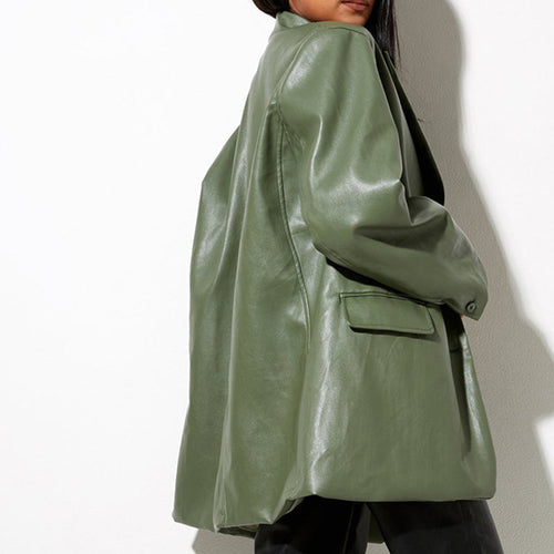 EB | Damenblazer mit PU-Leder und Knopfverschluss