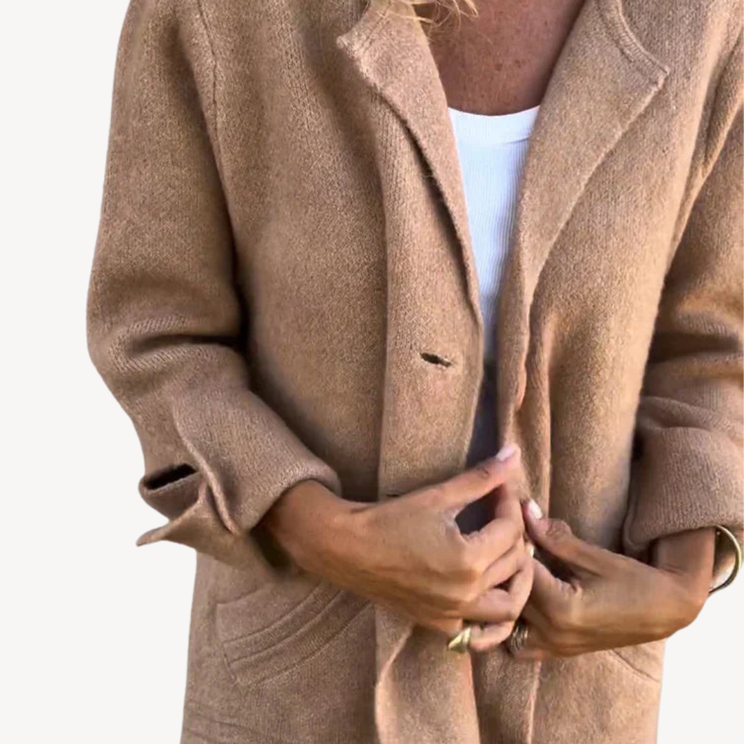 EB | Frauen Wollmischung Langjacke mit Knopfverschluss