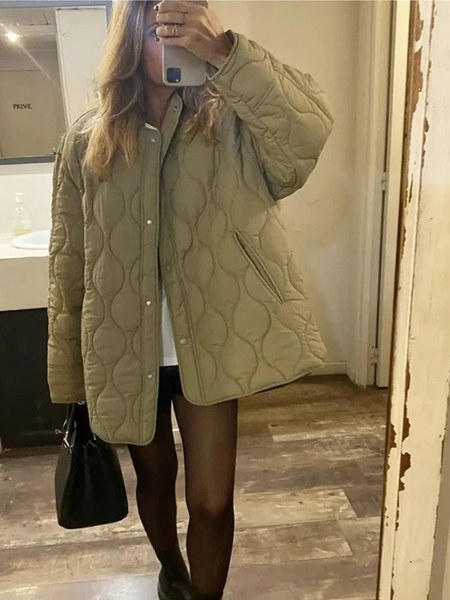 EB | Elegante Langarm-Steppjacke mit Ein-Knopf-Verschluss Ideal für Herbst/Winter