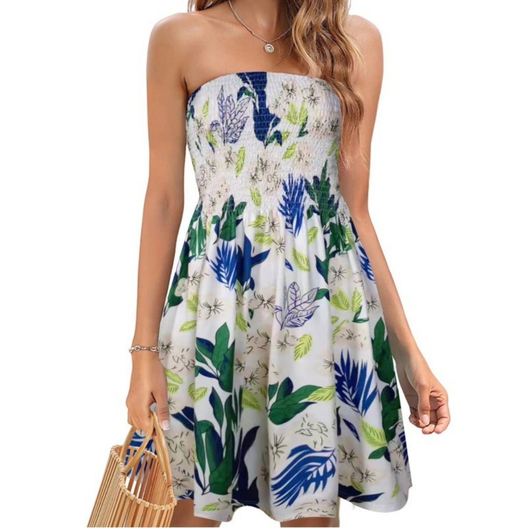 EB | Bedrucktes Strandurlaub sexy Tube Top Kleid