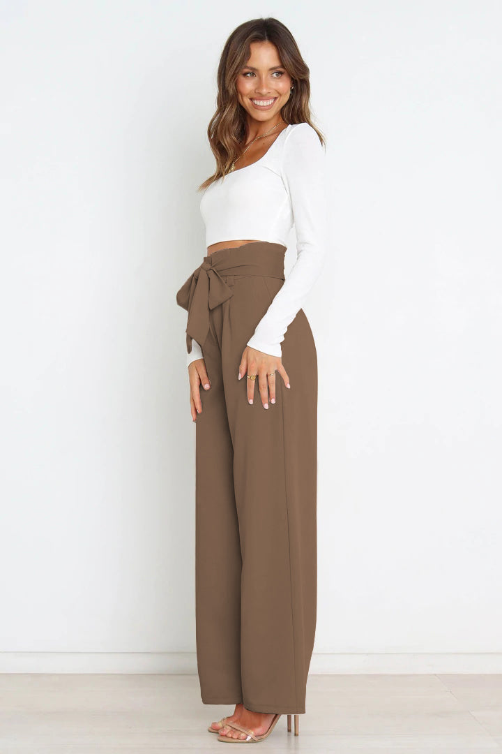 EB | Hohe Taille Paperbag Hose mit Schleifendetail