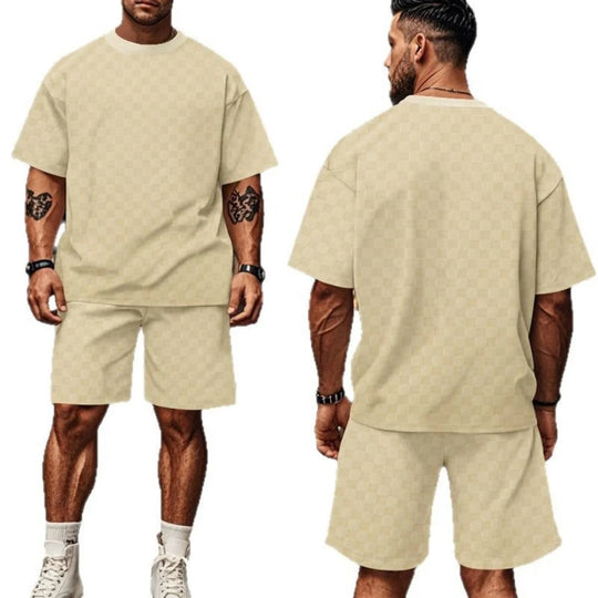 EB | Schachbrettmuster Kurzarm-Shorts-Set