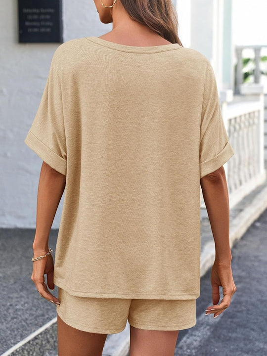 EB | Fledermausärmel T-Shirt Kordelzug Shorts Sportbekleidung