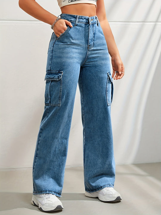 EB | Hochgeschnittene Denim Cargo-Hose