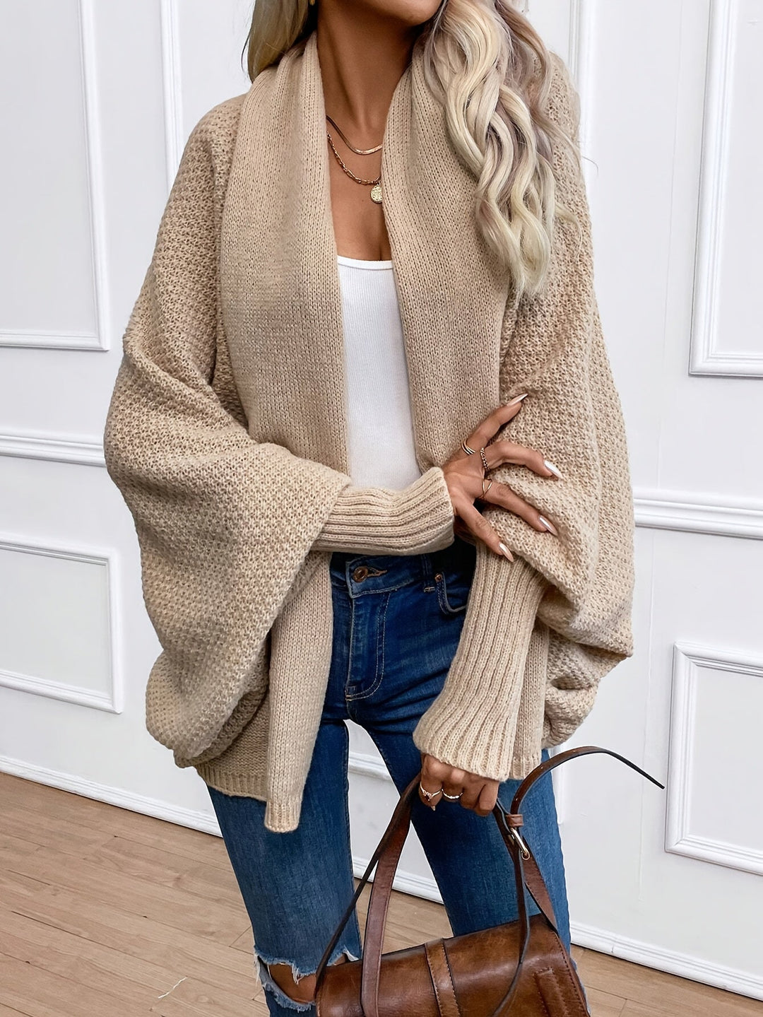 EB | Cardigan mit Übergrößenärmeln Acryl Warm und Bequem