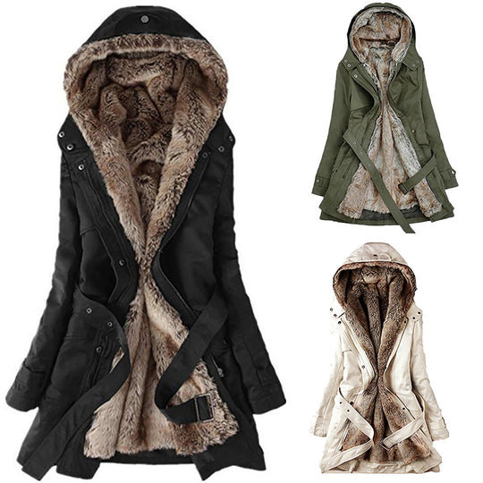 EB | Gefütterter Damen ParkA-mit Gürtel und Schicken Details